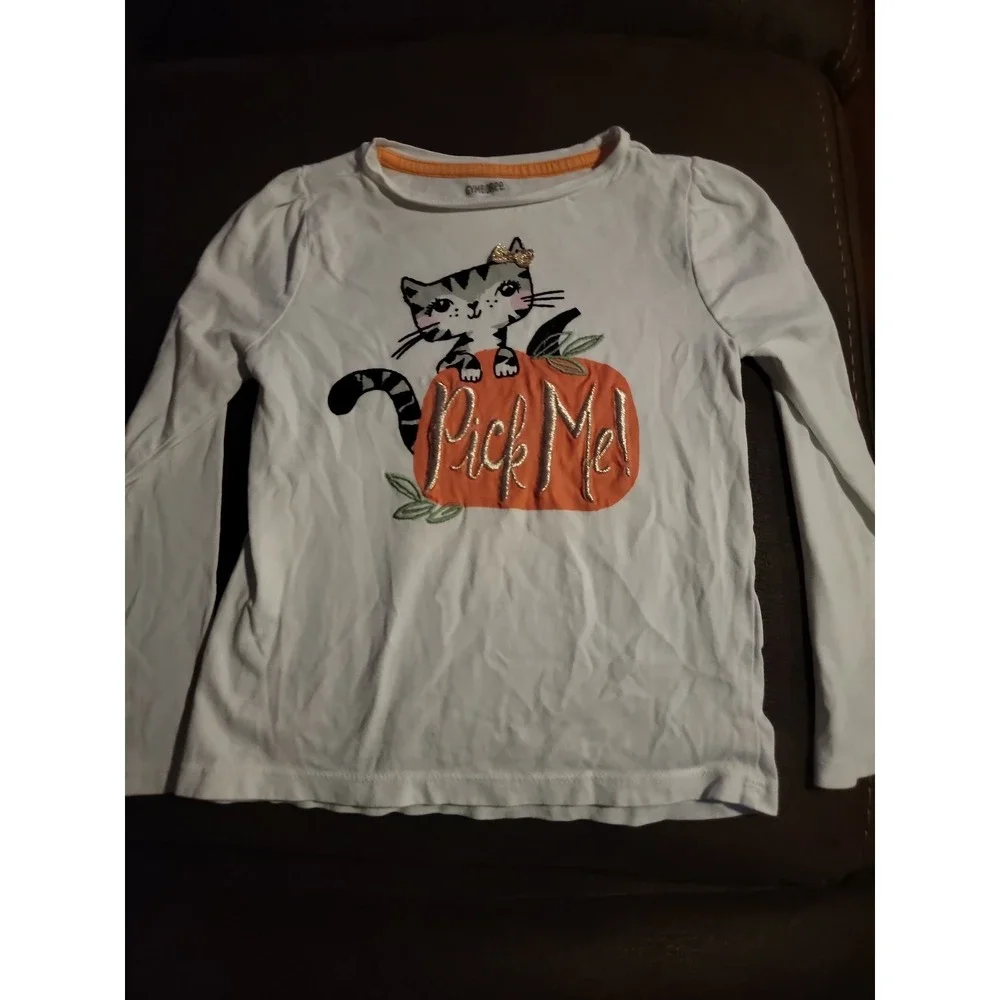 Gymboree cat pumpkin Halloween fall autumn pick me top size 5t